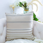 Square living room cushion cover in striped linen-cotton blend with fine texture and concealed zipper Kalsten