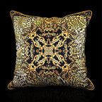 Vintage Equestrian Square Throw Pillow Cover with Piped Velvet Trim and Hidden Zipper