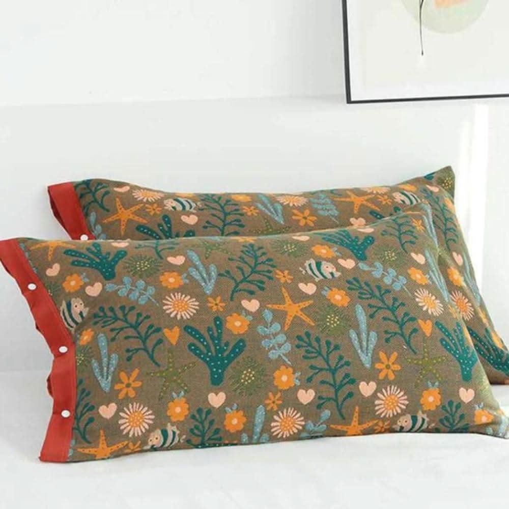 BowLift | Coral Floral Cotton Pillow Sham – Breathable & Reversible