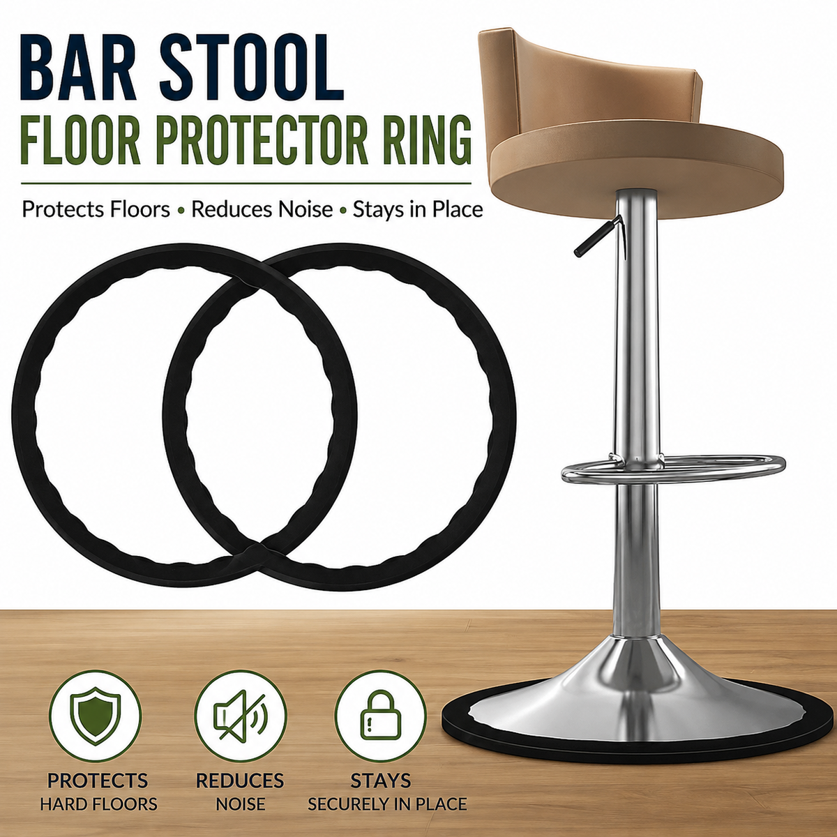 Anti-scratch swivel bar stool base protector rings Bowlift