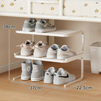 Compact Low-Profile Two-Tier Powder-Coated Metal Shoe Organizer