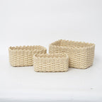 Decorative storage baskets made of woven material