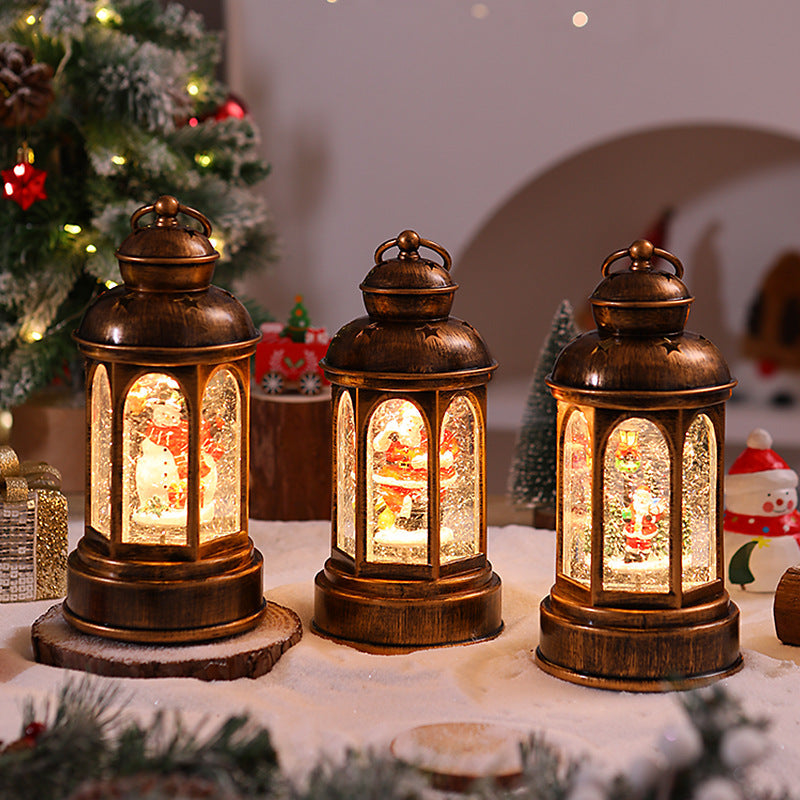 Illuminated Christmas lantern with Santa Claus scene Kalsten