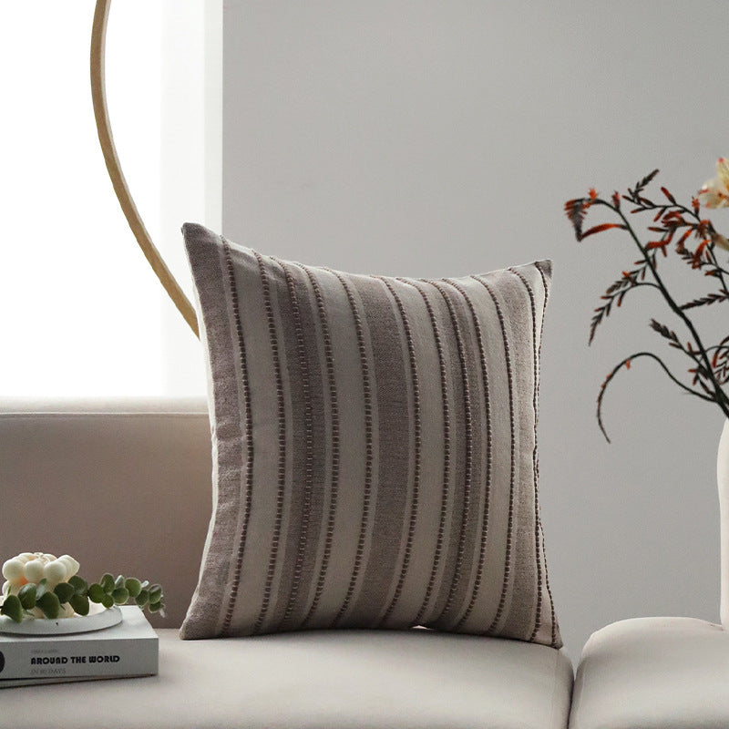 Square decorative cushion cover made of felted bouclé with fine linear texture Kalsten