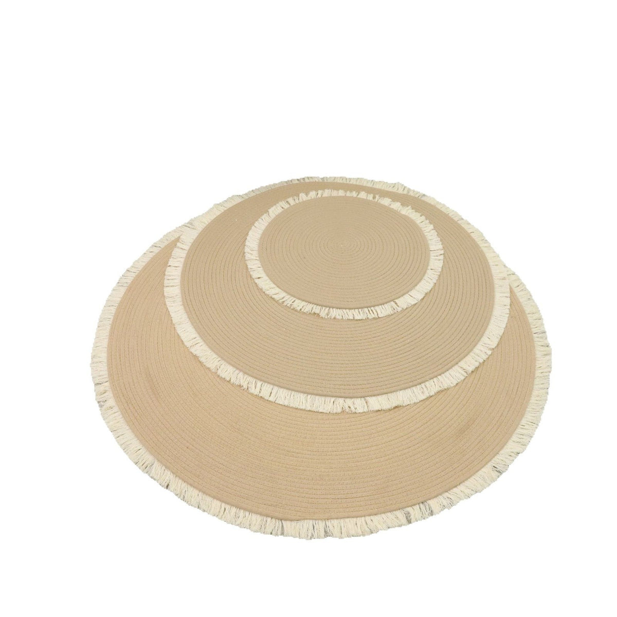 Round rug with fringed design