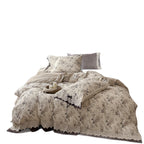 Satin bed linen set with romantic floral pattern and lace border Kalsten