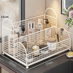 Countertop Metal Mesh Cosmetic and Skincare Organizer with Dual Arch Handles