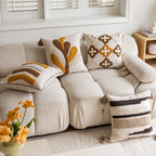 Tufted Quatrefoil Cotton Throw Pillow Cover with Corner Tassels and Hidden Zipper
