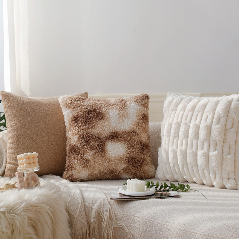 Square cushion cover made of extra-soft ribbed faux fur with Kalsten filling pillow