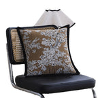 Square embroidered cushion cover made of cotton-linen blend with floral jacquard texture and velvet piping Kalsten
