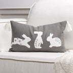 Embroidered Bunny Appliqué Tassel Lumbar Pillow Cover