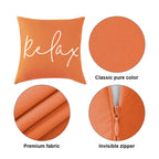 Square Script 'Relax' Outdoor-Ready Throw Pillow Cover with Hidden Zipper