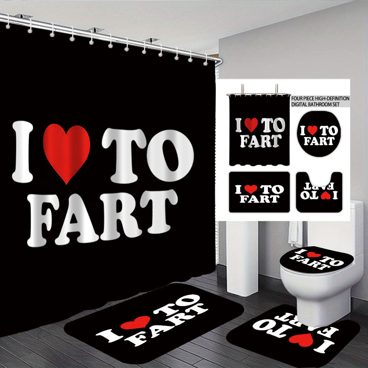 Bathroom Rules Digital Bathroom Décor Set Kalsten