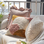 Square cushion cover made of extra-long plush faux fur with a relief wave texture Kalsten