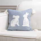 Embroidered Bunny Appliqué Tassel Lumbar Pillow Cover