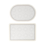 Bathroom Mat Set Kalsten with non-slip soft back underside and fine lace pattern look