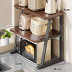 Compact Two-Tier Kitchen Microwave and Appliance Stand with Heat-Resistant Top and Open Lower Storage