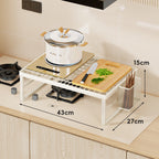 Elevated Stove Shelf Rack with Grid Top and Heat-Resistant Metal Frame