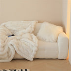 Faux fur blanket with ribbed structure design and velvety soft pile