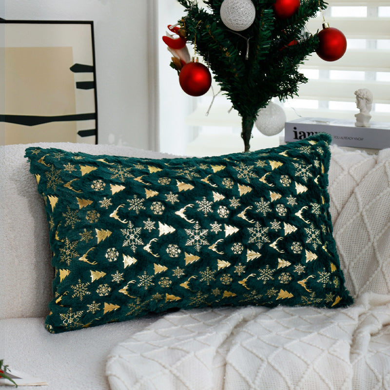 Square festive velvet cushion cover with golden Christmas applique Kalsten