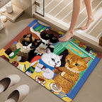 Cartoon Cat-Themed Bath Mat Kalsten