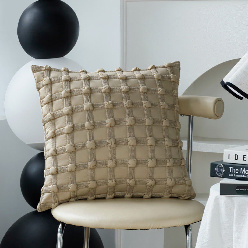 Rectangular teddy fleece decorative cushion cover with striped sherpa texture and concealed zipper Kalsten
