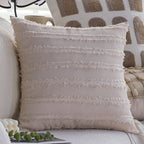 Square decorative pillow cover with tufted grid relief and tassel appliqués Kalsten