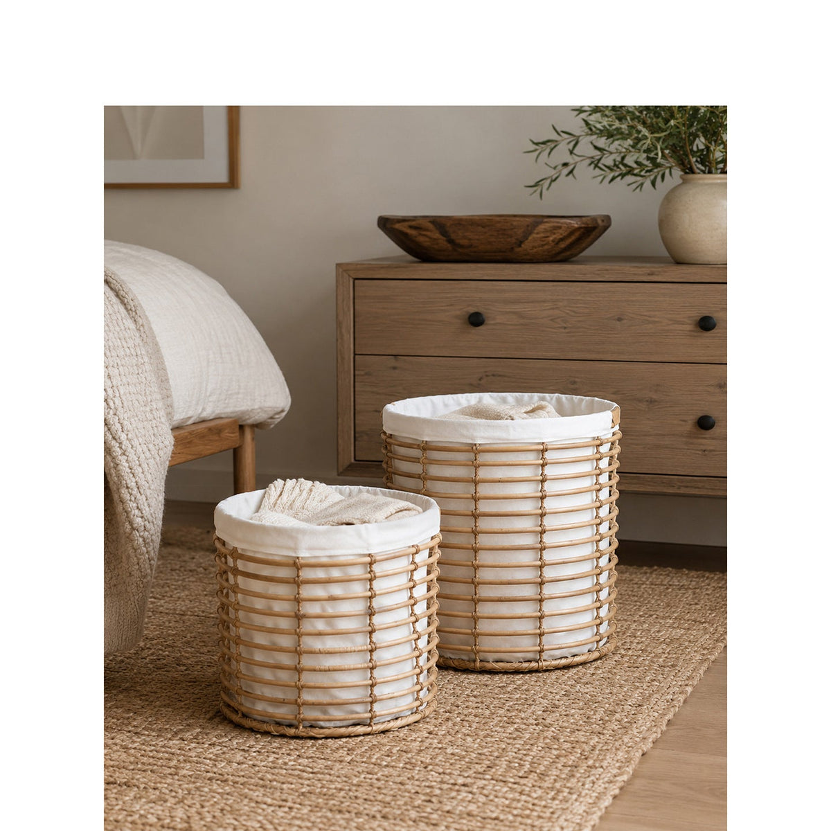Basket with high-quality cotton inner bag Kalsten