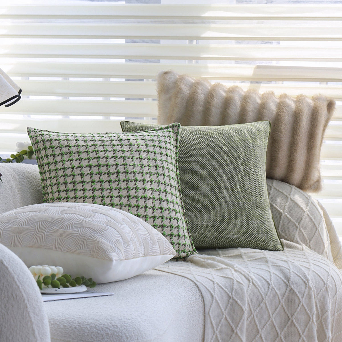 Square decorative cushion cover with embossed wave mosaic Kalsten
