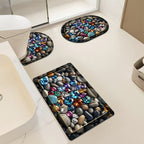 Artistic Pebble-Themed Bath Mat Set