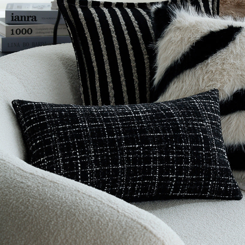 Rectangular decorative cushion with bouclé tweed structure Kalsten