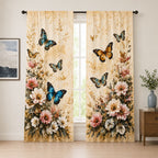 Artistic Bird-Themed Window Curtain