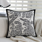 Decorative cushion with fine jacquard tree print and velvet piping Kalsten
