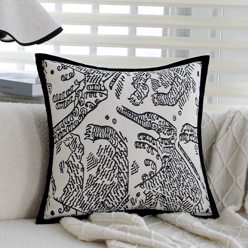 Decorative cushion with fine jacquard tree print and velvet piping Kalsten