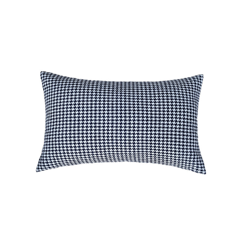 Rectangular Houndstooth Lumbar Pillow Cover made of dense cotton blend with concealed zipper Kalsten
