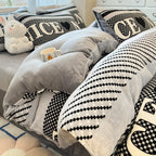 Plush Reversible Microfiber Comforter Set With Oversized Bolstered Body Pillow And Geometric Print