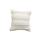 Decorative Square Velvet Throw Pillow with Pom-Pom Fringe and Removable Insert