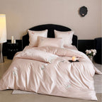 Luxurious satin bed linen set with fine floral embroidery Kalsten