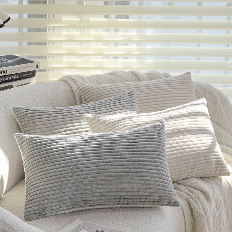 Rectangular velvet cushion cover with fine cord structure and concealed zipper Kalsten