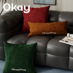 Rectangular Velvet Lumbar Pillow Cover with Hidden Zipper and Embroidered Slogan
