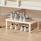 Low-Profile Stackable Shoe Riser Shelf with Ventilated Grid Top for Under-Bed and Entryway