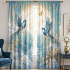 Artistic Bird-Themed Window Curtain