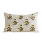 Tufted Floral Embroidered Decorative Throw Pillow Cover