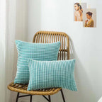 Textured Waffle-Weave Cotton Lumbar and Square Pillow Covers Set