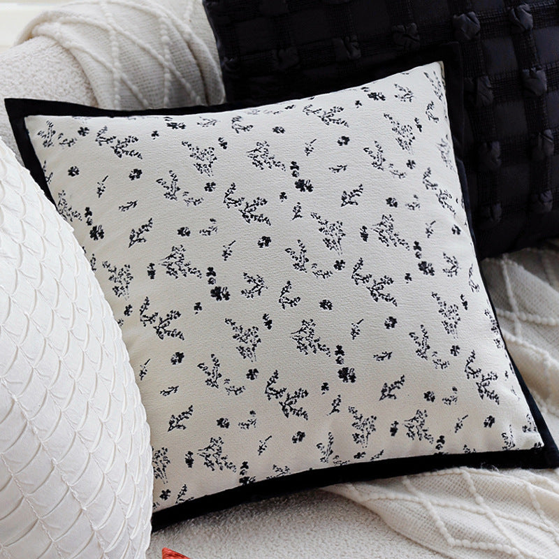 Decorative cushion with fine jacquard tree print and velvet piping Kalsten