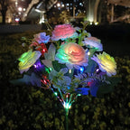 Realistic Artificial Peony Bouquet Solar Garden Stake With Dusk-To-Dawn LED And Adjustable Stem Kalsten