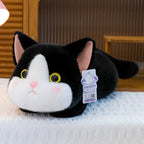 Plush Siamese Cat Long Bolster Body Pillow with Embroidered Eyes and Ultra-Soft Faux Fur Kalsten