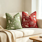 Embroidered Linen Throw Pillow Cover with Floral Motif