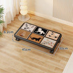 Low-Profile Under-Bed Rolling Storage Platform with Cartoon Top and Locking Casters