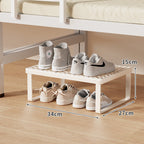 Low-Profile Stackable Shoe Riser Shelf with Ventilated Grid Top for Under-Bed and Entryway